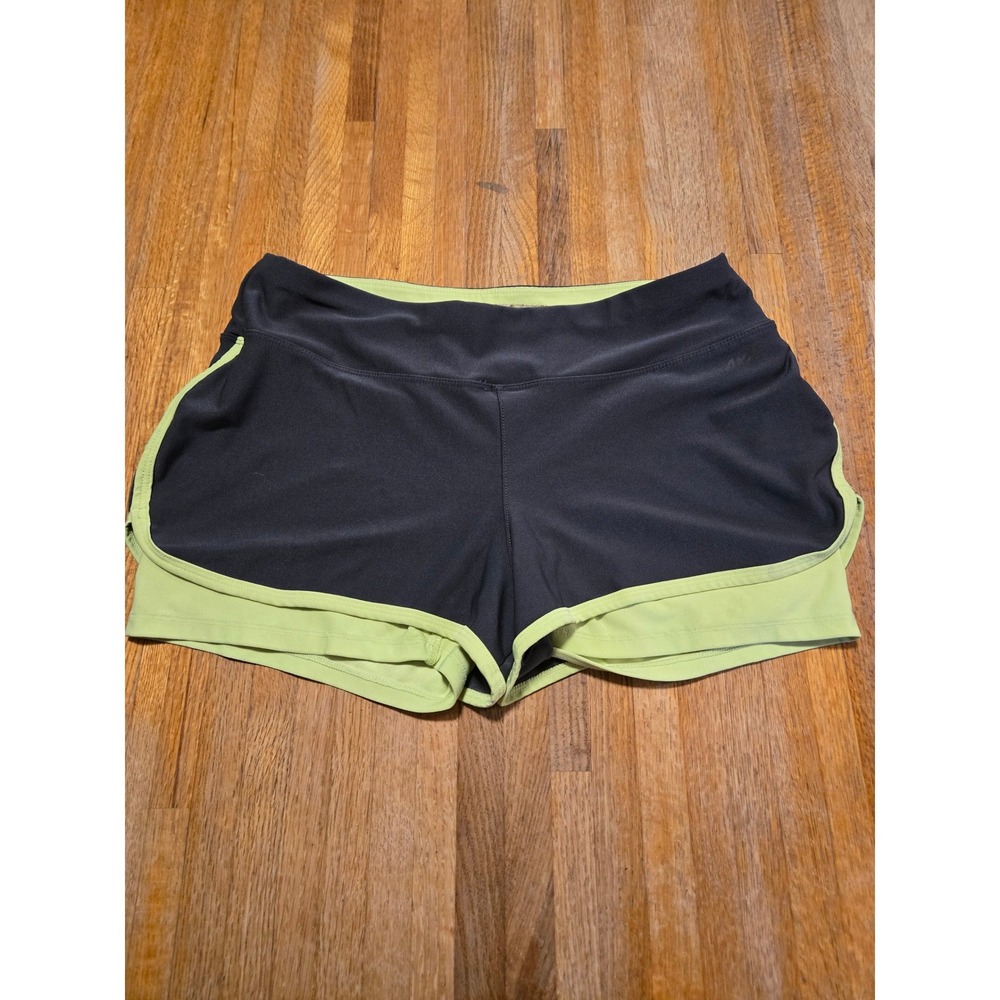 Avia‎ Women Medium Gray Lime Green 2-in-1 Running Walking Layered Athletic Short